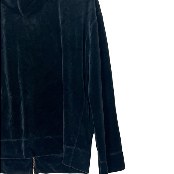 Jones New York | Black velour full zip front athletic hoodie sweatshirt … - Picture 7 of 11